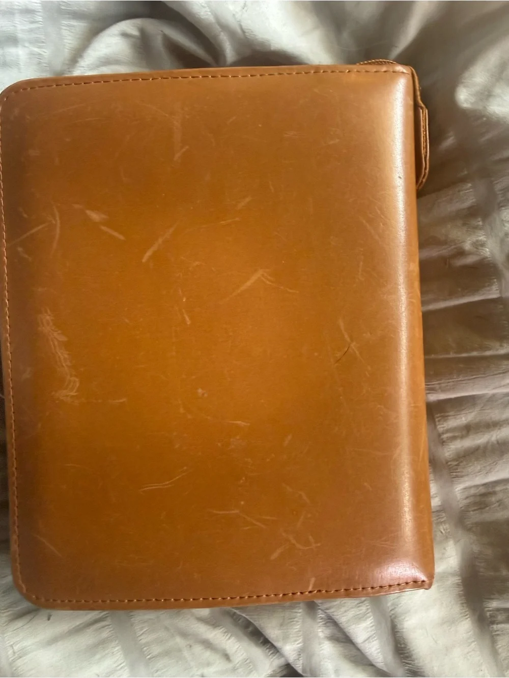Franklin Covey Chestnut Brown Leather Zip Portfolio